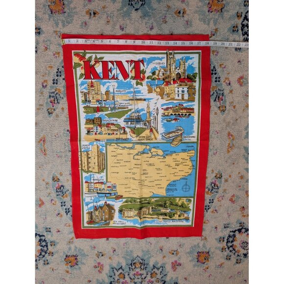 Vintage Linen Souvenir Tea Towel - Kent County - Picture 5 of 6